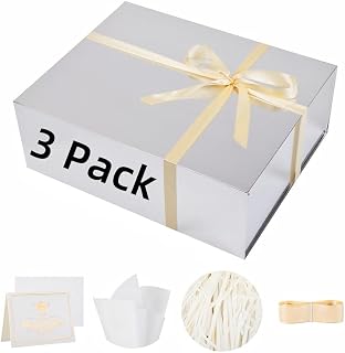 UoeRing 3 Pack Sliver Extra Large Gift Box 20x16x7 Inch Magnetic Lid