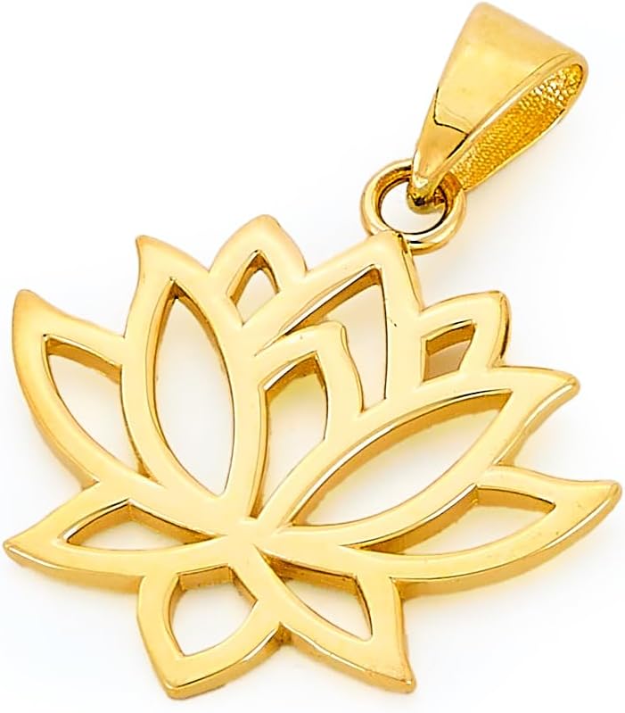 14k Yellow Gold Lotus Flower Pendant
