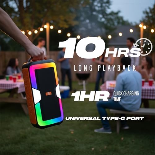 Image of Digimore Partybox 80W Portable Karaoke Bluetooth Speaker with Wireless Mic | Dual Boom Box Speaker | RGB Party Lights | Deep Bass Sound | Type-C Charging | USB /TF /AUX | for Home & Parties (D-1342)