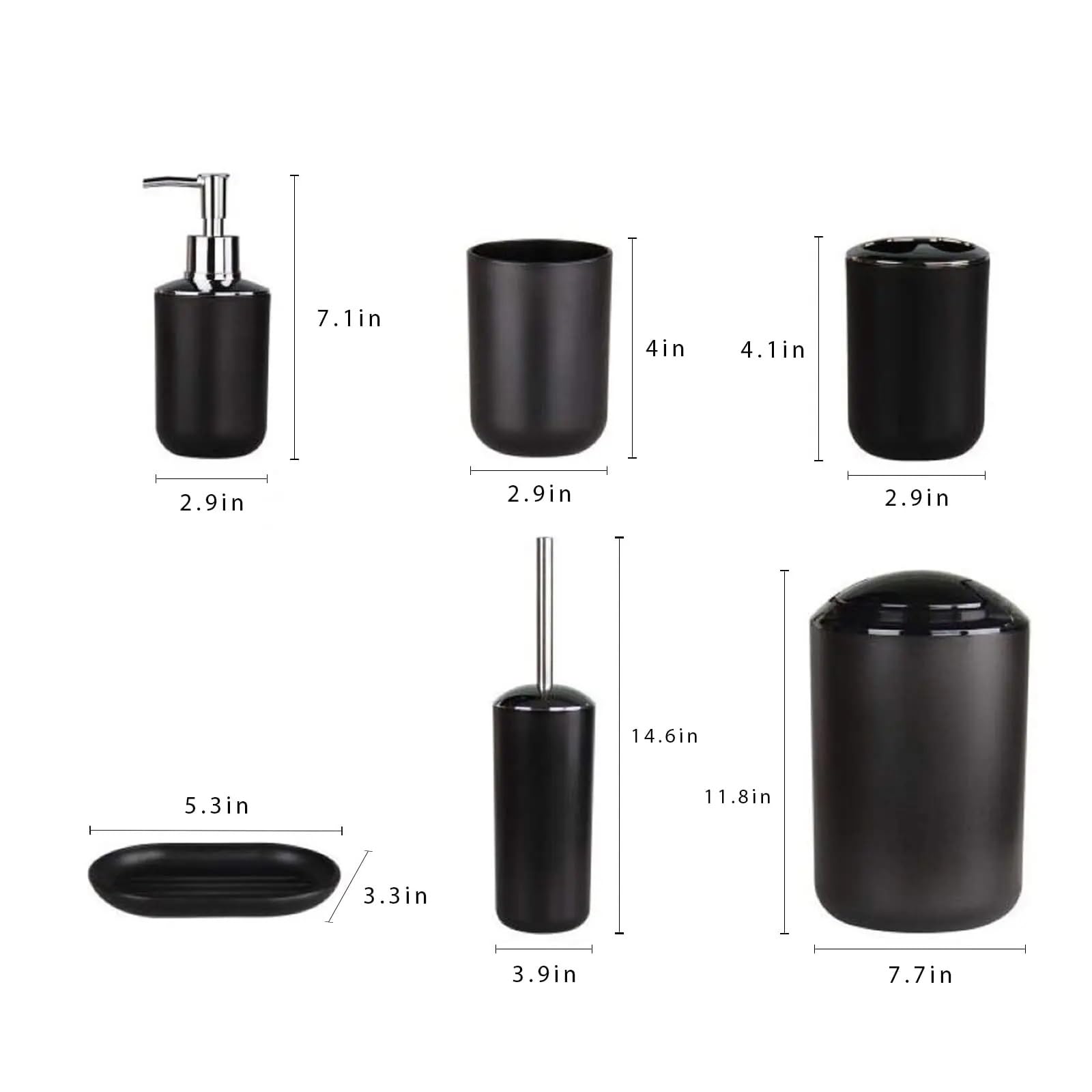 Dispensador de Jabon Juego de baño Lujo, Soporte for cepillos Dientes, Cepillo con Taza succión, Caja jabón, Accesorios decoración del hogar(Gray 6 Piece Set)