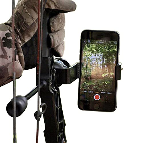 Bow Phone Mount For The Use Of Camera Of Iphone, Samsung, Gopro Smartphone Bow Holder Accessory Photos And Video Archery Hunting Moment Outdoor Compound Bow Hunting, Black #TOP3
