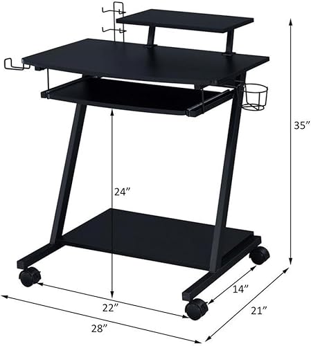 Miniatura 3 de Acme Ordrees - Mesa de juego de madera con marco de metal y ruedas en color negro