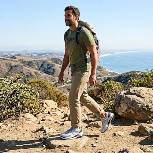 g-defy ION Walking Shoes for Men | Comfortable Orthopedic Shoes for Standing All Day | Slip Resistant for Work | Patented VersoShock Technology | Wide Toe Box Grey