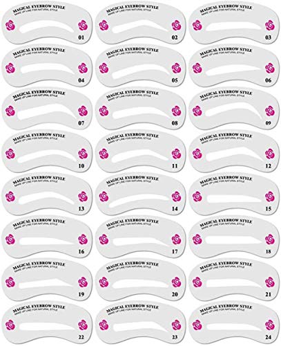 Lot de 24 pochoirs à sourcils réutilisables - Différents styles
