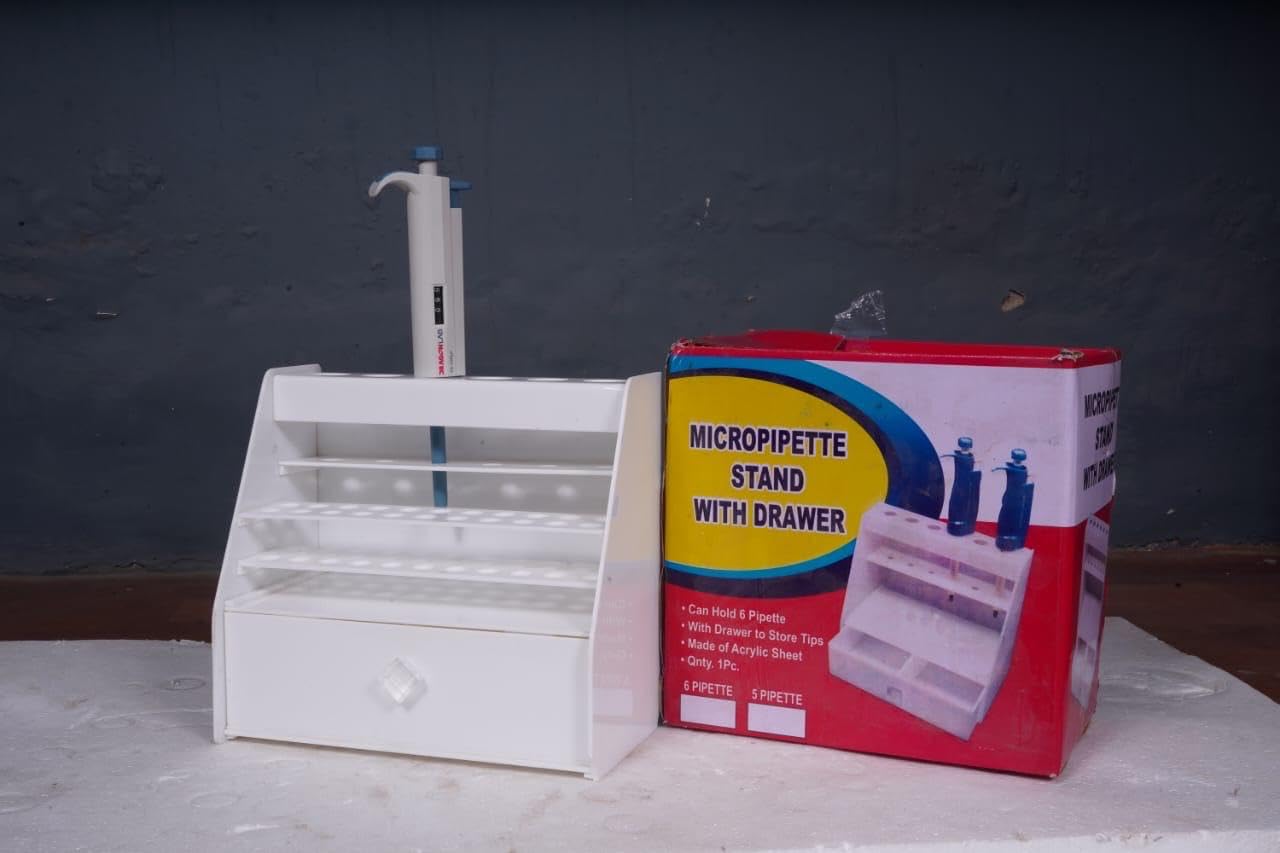 New Verma Micropipette Stand with Tips Drawer for Chemical, Pathology, Reasearch Laboratory | Capacity: 6 Pipette-picture-27