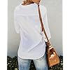 Runcati Womens Button Down Shirt Cotton Linen Long Sleeve V Neck Dress Shirts Casual Loose Roll Up Work Blouse Tops with Pockets White