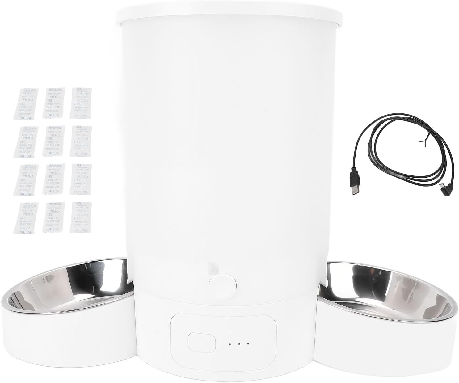 Smart WiFi Pet Feeder with Stainless Steel Dual Bowls, Automatic Cat and Dog Food Dispenser, 6 Programmable Meals, Voice Recording, App Control