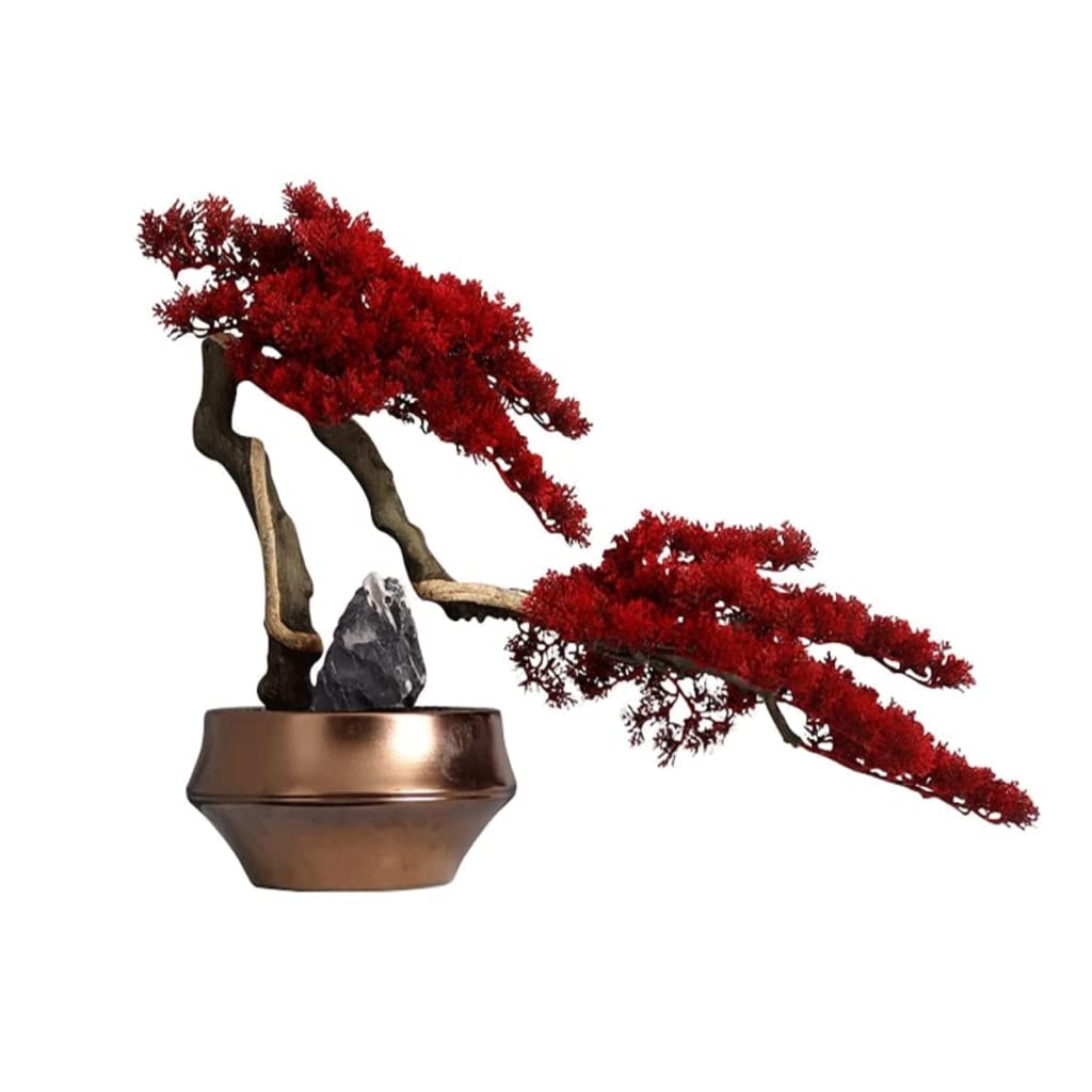 AYCDL Artificial Bonsai Red Leaf Tree with Pot Fake Plant Decoration Potted Tree Bonsai Plant for Home Indoor Decoration