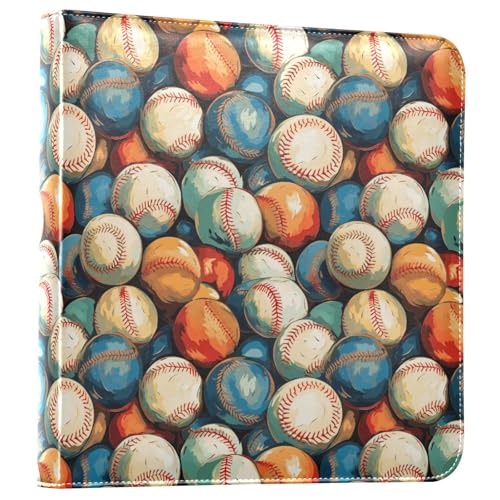 Álbum de fotos vintage con diseño de pelotas de béisbol, cubierta de cuero sintético PU, encuadernación de tres anillas, para bodas, viajes y recuerdos familiares miniatura 1