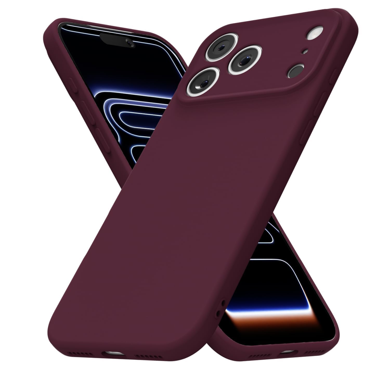 for iPhone 17 Pro Max Case Silicone Phone Case, Slim Thin Soft Rubber Gel Cases for Women Girls, Cute Matte TPU Phone Cover with Full Camera Protection, Minimalist Plain Design, Burgundy Maroon