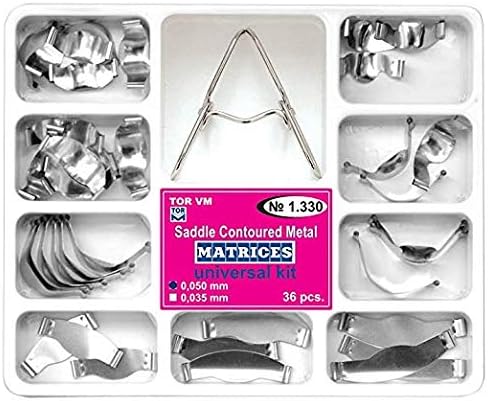 Metal Matrices Matrix Universal Kit with Spring clip Dental sectional matrix band kit Dental Saddle Contoured (36 pcs)