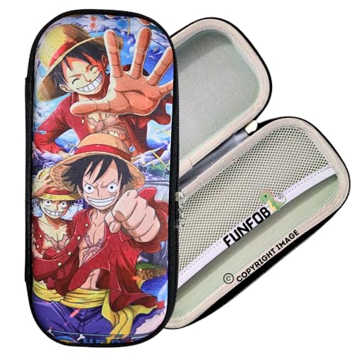 Image of FUNFOB Anime Pencil Box for School College for Pen Pencil Or Other Stationery Products Luffy Pencil Pouch | Luffy Red Cap