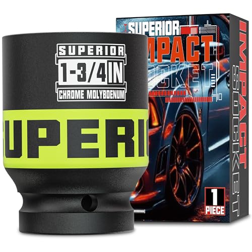 Image of 1 inch Drive Impact Socket, 1-3 /4 Inch Deep Socket, SAE Axle Nut Socket, 6 Point, CR-MO, Automotive, Truck Maintenance, Heavy Equipment Repair