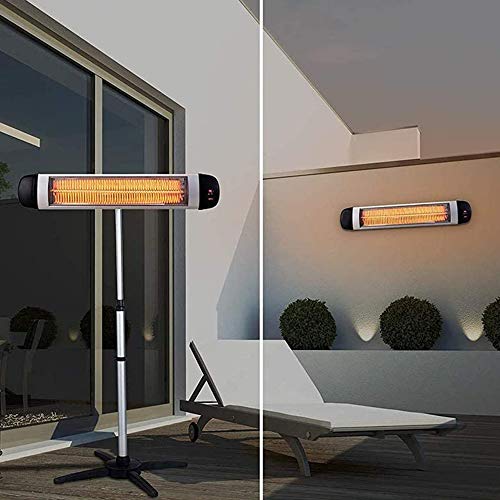 HQL Elektrische Terrassenheizung für den Außenbereich, Bodeninfrarot-Standheizung - hängbare Infrarot-Wärmelampe, Fernbedienung, höhenverstellbar, LED-Anzeige, 2500W,Without Bracket Cover