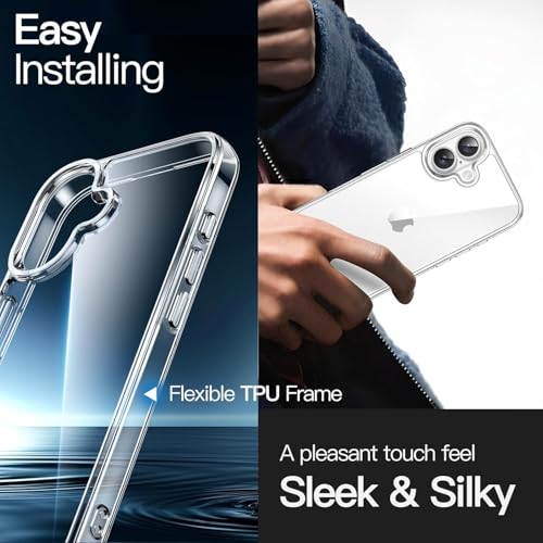 Image of NISHTECH for iPhone 16 Plus Premium Transparent Hybrid Soft Slim Dust Proof Back Case Cover with Camera Protection