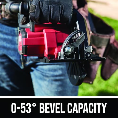 SKIL 2x20V PWR CORE 20 Brushless 7-1/4” Rear Handle Circular Saw Kit Includes Two 5.0Ah Batteries and Dual Port Auto PWR Jump Charger-CR5429B-20, Red - Thumbnail 7