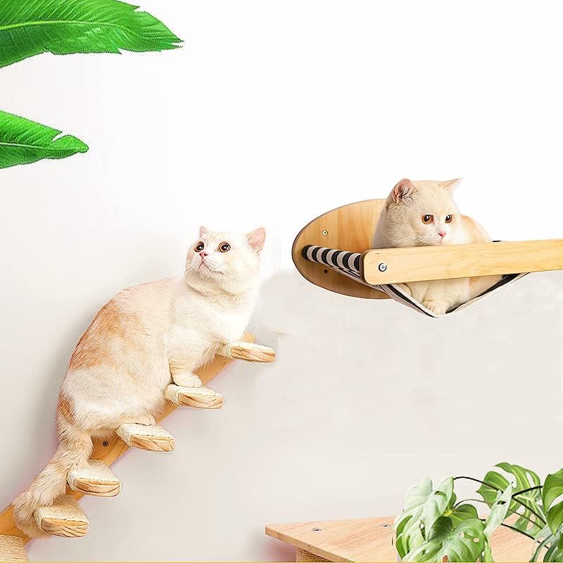 Cat Wall Furniture Cat Wall Stairs Shelf, Cat Mounted Wall Hammock Perch Cat Bed with Stairs for Large Cats or Kittens, Cat Sisal Wall…