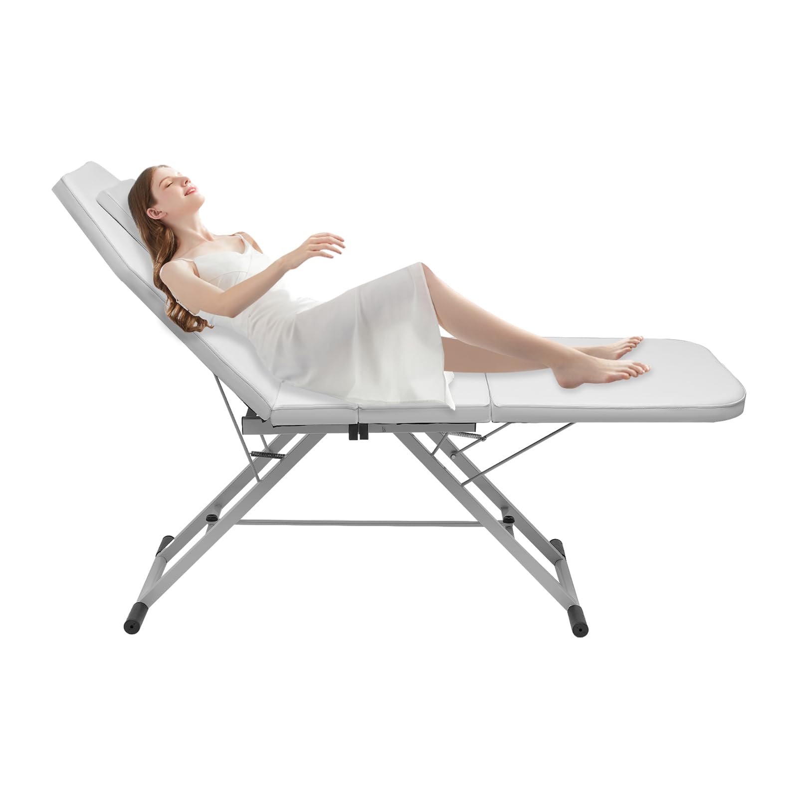 Lettino da massaggio portatile, lettino pieghevole per massaggi, salone di bellezza, divano letto per terapia tatuaggi, 71 x 23 x 23 pollici, bianco