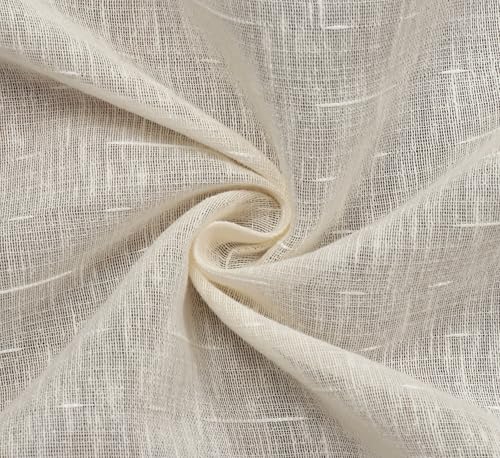 Image of Exporthub Cotton Sheer Curtains 9 feet Long Set of 2 for Long Door Curtains Cream Color - (EHSPR063 94)