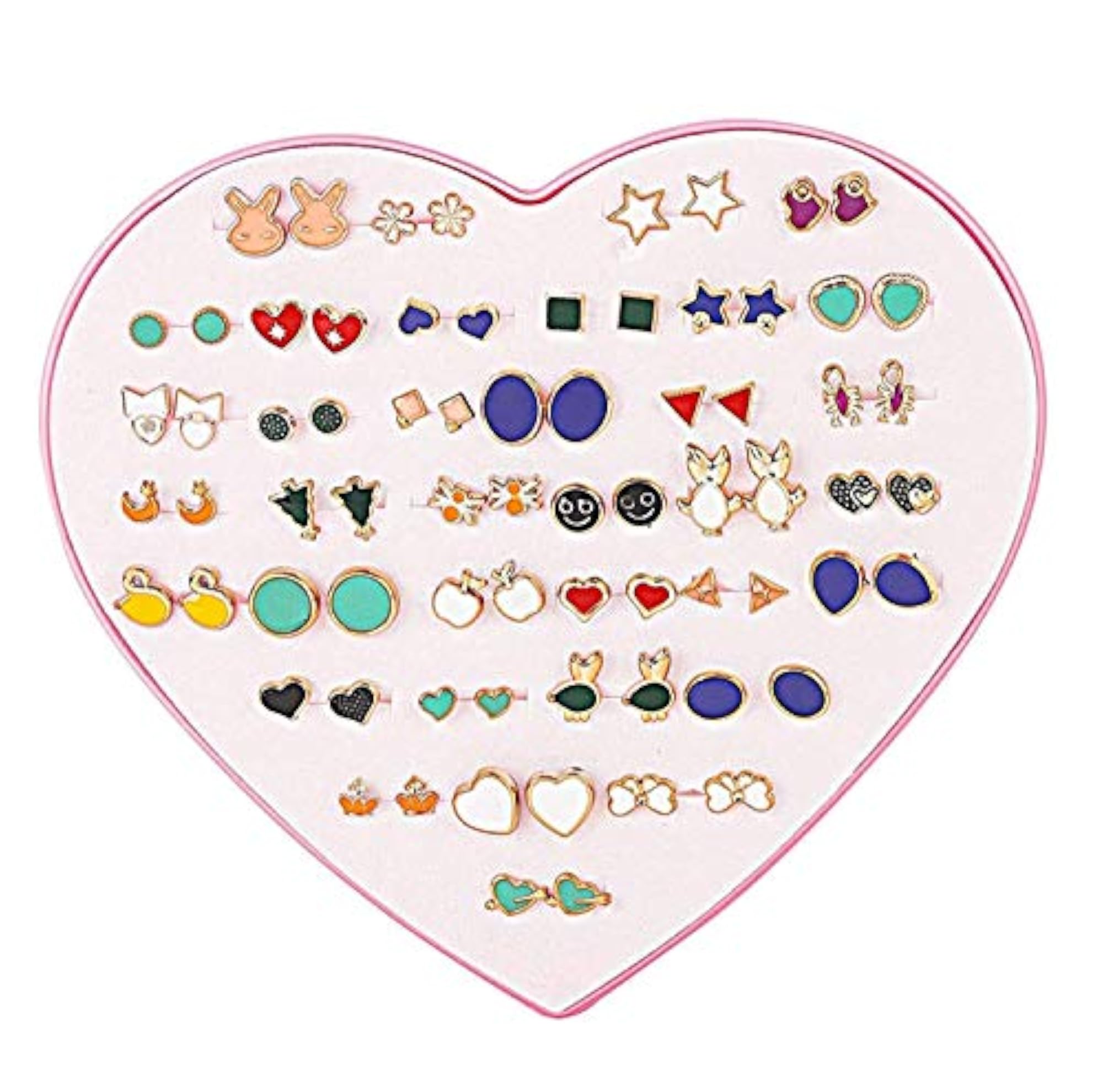 Multicolor Base Metal Stud Earrings (Set of 36 Pairs)