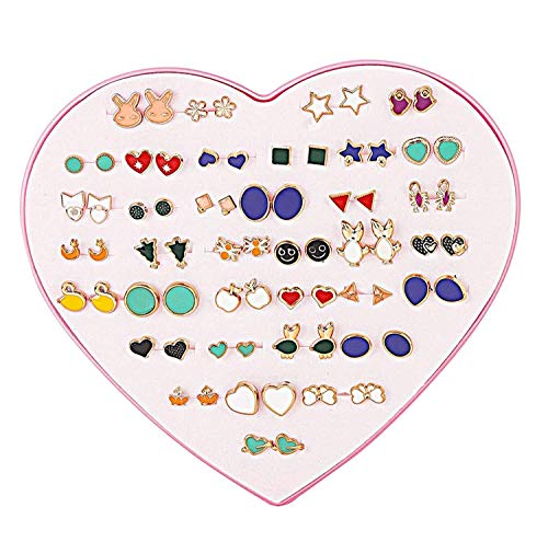 Multicolor Base Metal Stud Earrings (Set of 36 Pairs)