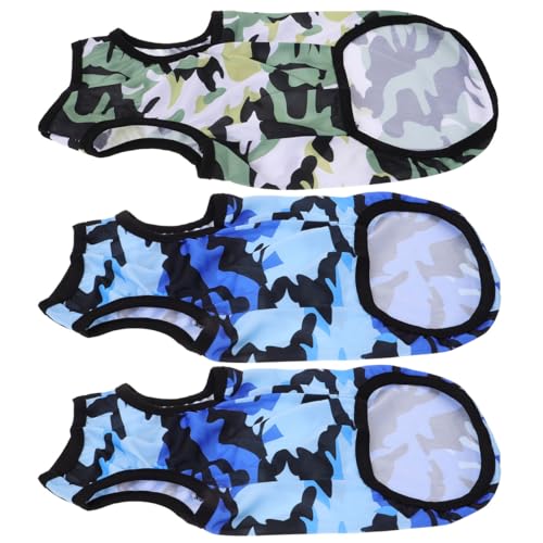 Kisangel Welpenkleidung 3 Stück Camouflage Hundeweste aus Polyester Atmungsaktiv Waschbar für Kleine...