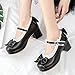 LUXMAX Women Kawaii Mid Block Heel Mary Jane Rockabilly Pumps with Bow Platform Chunky Heel Cute Sweet Shoes, Size 7 M US,Black