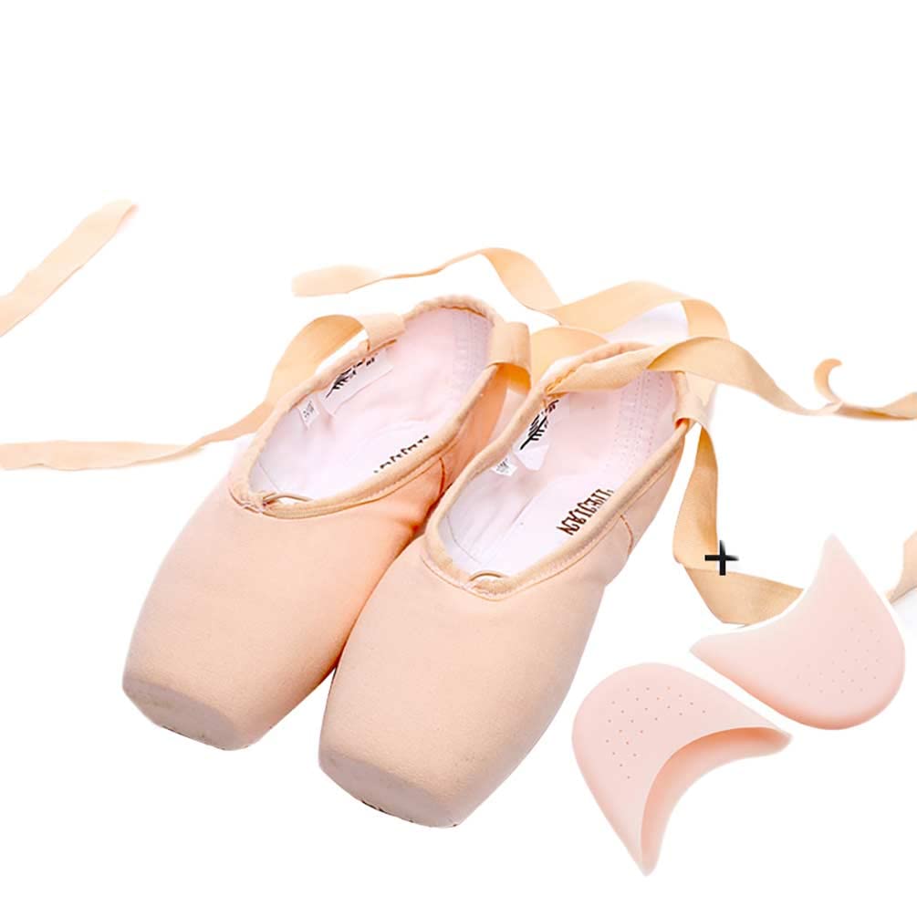 M&Catree Scarpette da Danza Classica Punte Pointe Balletto Scarpe da Ballo con Nastri per Donna e Ragazza