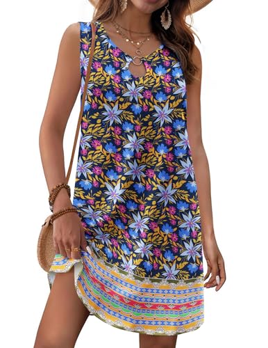Image of Zeagoo Womens Summer Beach Dresses 2025 Loose Sleeveless Mini Sundress Swimsuit Coverup Spring Casual Boho Tank Dress
