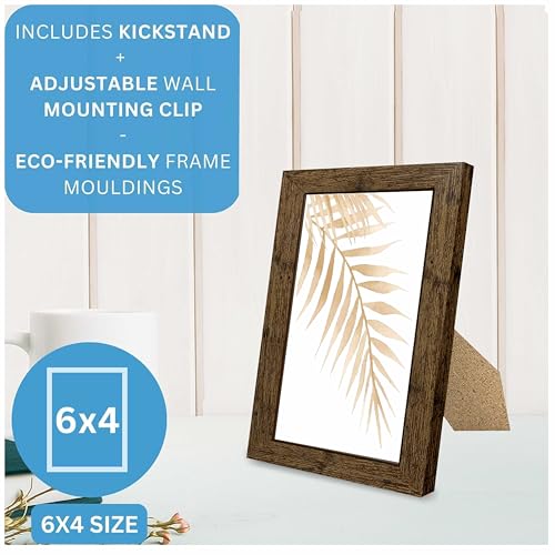 Picture Frame 6 x 4, Brown, Pack of 3, Freestanding and Wall Mountable, 10 x 15 cm, 6x4 Picture Frames, Brown 6x4 Photo Frames, 4x6 Photo Collage Gallery Display