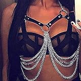 Bmirth Punk Leather Chain Tassel Body Chain Bkini Harness Chain Stylish Waist Chain Body Jewelry for