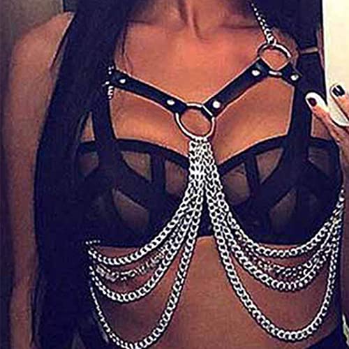 Bmirth Punk Leather Chain Tassel Body Chain Bkini Harness Chain Stylish Waist Chain Body Jewelry For Women And Girls (A) #TOP5