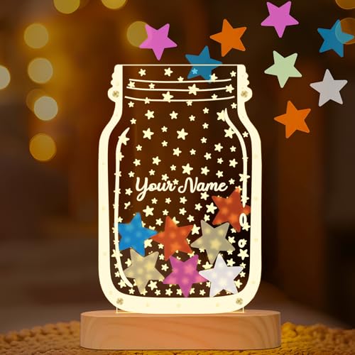 Personalized LED Night Light Star Reward Jar, Customize Home Decor Chore Potty Training Behavior Management Tools, Perfect Gifts for Baby Children