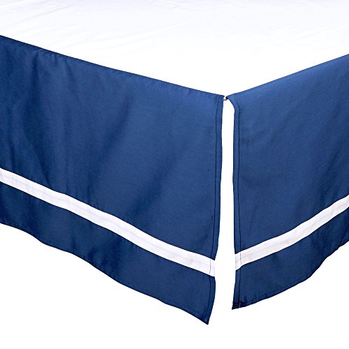 Image of Navy Blue Tailored Crib Dust Ruffle with White Stripe by The Peanut Shell