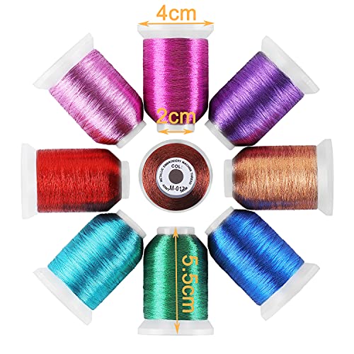 New brothread 9 Shiny Colours Metallic Machine Embroidery Thread Kit 500M Each Spool for Computerized Embroidery and Decorative Sewing - Image 3