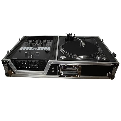 Prox Flight Case For Single Turntable In Battle Mode & 10 Inch Or 12 Inch Mixer - High-Density Foam For Interior Support - Protective Laminated 3/8" Plywood - Xs-Tmc1012W #TOP6