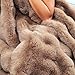 RYNGHIPY Faux Rabbit Fur Throw Blanket Ruched Plush Fuzzy Blanket for Couch Bed Sofa Heavy Warm Comfy Throws for Living Room Bedroom Machine Washable (Solid Brown, 51''x63'')