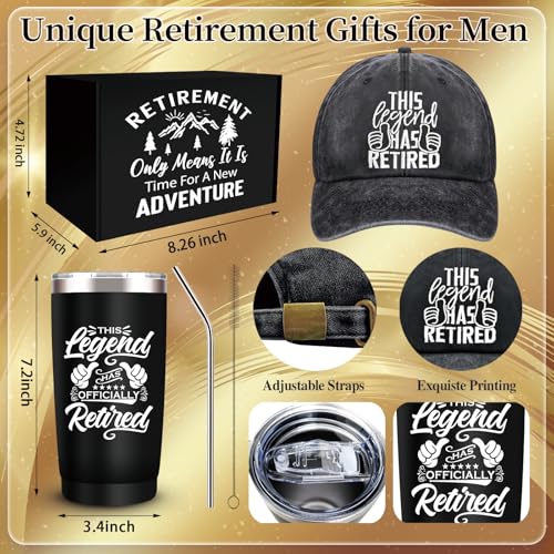 SIXVALA 10 Pcs Retirement Gifts for Men 2026, This Legend Has Retired, Happy Retirement Gifts for Dad, Grandpa, Coworker, Teachers, Boss, Friends, Retirees, 20 Oz Tumbler Best Retirement Gifts Basket
