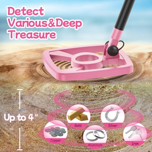Image of OMMO Metal Detector, Rechargeable Built-in Battery Kids Metal Detector with Funny LCD Display, Adjustable Metal Detectors for Kids with IP67 Waterproof 6.5 inch Search Coil for Exploring Outdoor