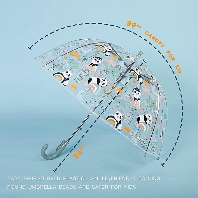 Image of Rainbow Smiling Sun Umbrellas Children Magic Cloud Transparent, See through Dome Umbrella for Children, Umbrella for Girls and Boys, Umbrella for Kids