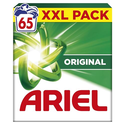 Ariel Original, Lessive en Poudre, 65 Lavages (3.7kg), Action Détachante En 1 Seul Lavage, Dissolution Rapide Même à Froid, Fabriqué en France