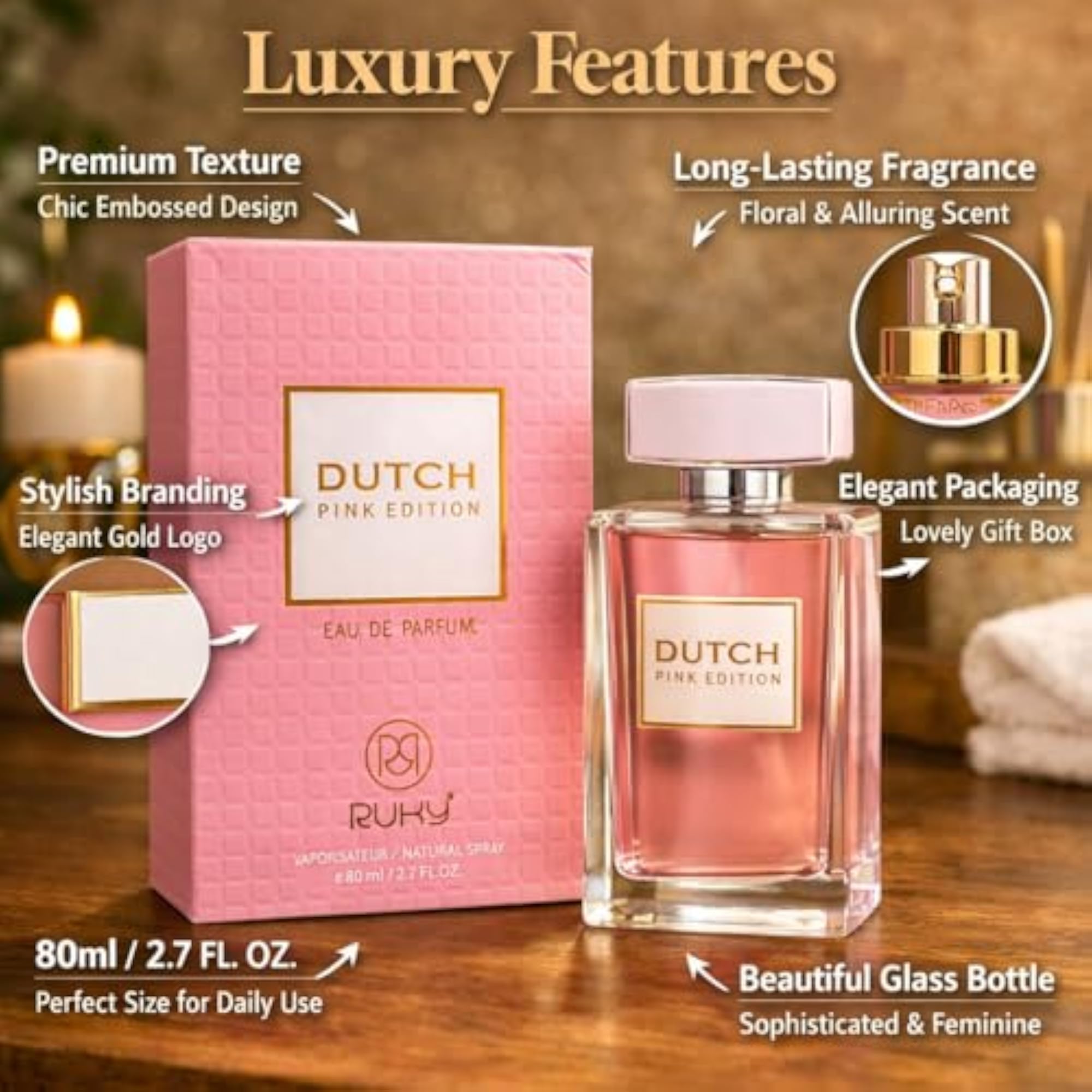 Dutch Pink Edition Perfume, 80ml for Women