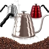 Pour Over Coffee Kettle with Thermometer-Flow Gooseneck Tea Kettles-Brew Barista-Standard Hand Drip Coffee Suitable all Stovetops and Induction, BPA Free, Holiday Home Valentine's Day Gifts,40oz,Gold