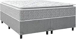 Cama Box Colchão Molas Ensacadas Pillow Top Perfect Cinza/Branco Umaflex - Suporta até 120kg por Pessoa (Queen)