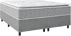 Cama Box Colchão Molas Ensacadas Pillow Top Perfect Cinza/Branco Umaflex - Suporta até 120kg por Pessoa (Queen)