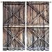 SHElifestyle Vintage Wooden Door Curtains, Rustic Old Lodge Carbin Cottage Farmhouse Windows Door Curtain for Kitchen Bedroom Living Room Home Decroation 63x63in