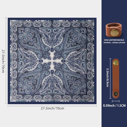 Image of 27.5 Inches Square Silk Feeling Neck Scarf for Men Necktie Silk Bandanas Pocket Square Cowboy Scarves