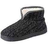 RockDove Men's Sweater Knit Bootie Slipper with Memory Foam, Size 11-12 US Men, Black