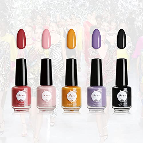 LACOMCHIR Nagellack Schnelltrocknend 8ml x 6PCS Atmungsaktiv Nagellack Set Veganer 5 Farben Matt & 2 in 1 Glänzend Base… – Bild 6