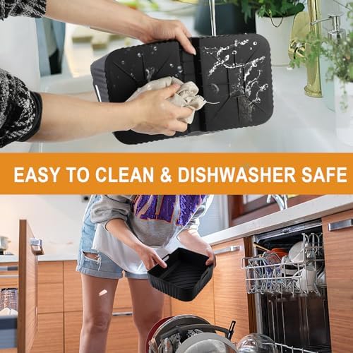 HOMELYLIFE Air Fryer Silicone Liners for Ninja DZ071 7-QT DualZone Megazone Air Fryer, 2 Pcs Liners for Dual 3.5QT Baskets and 1 Pcs Liner for 7-QT Megazone Basket, 3 Pcs Air Fryer Accessories - Thumbnail 5